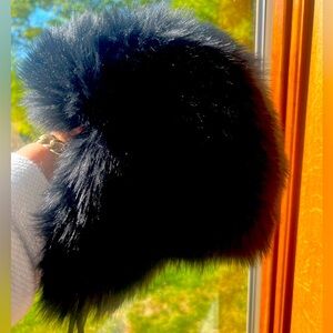 Juicy Couture Black Faux Fur Trapper Ski Hat